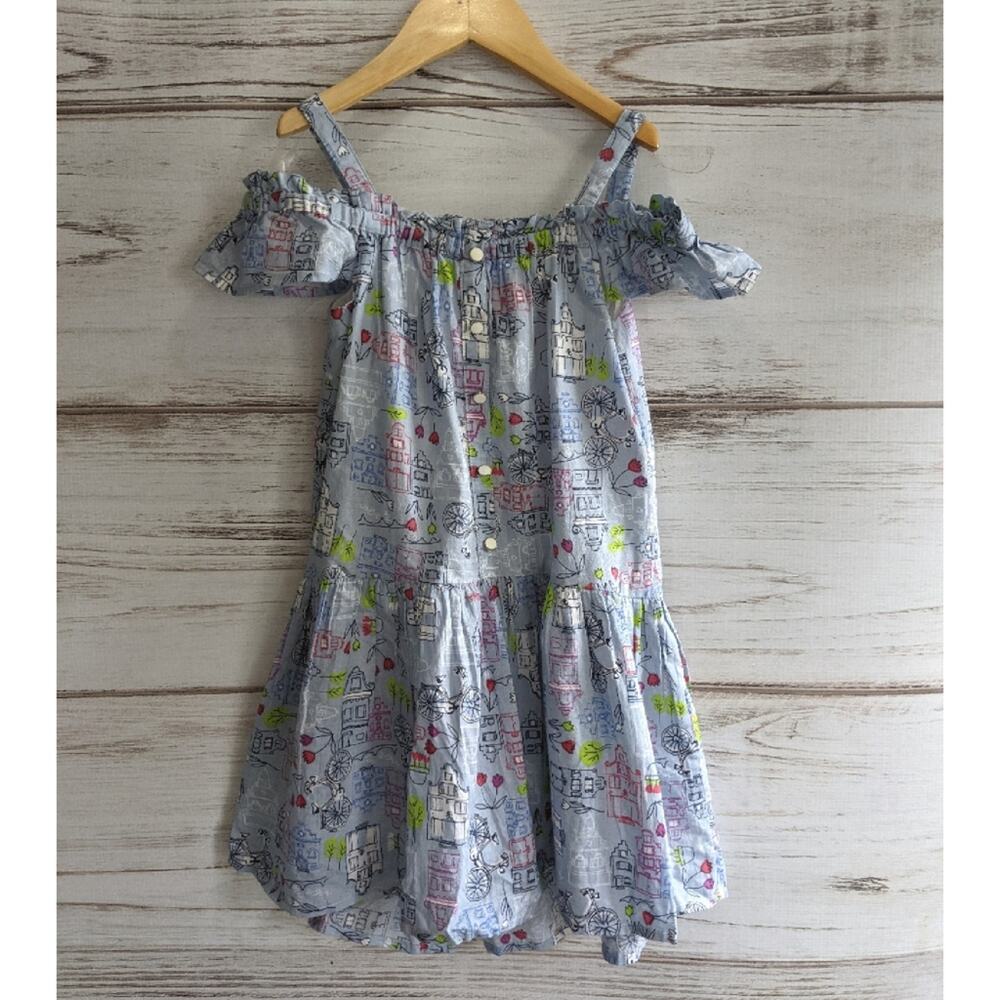 Lulurain City Print Cold Shoulder Dress Sz 5